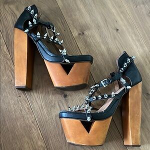 Jeffrey Campbell Studded Black and Brown Platform Heels